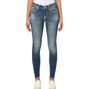 TRUE RELIGION Women’s Blue Denim JENNIE SUPER T CURVY SKINNY Flap JEAN | NEW!